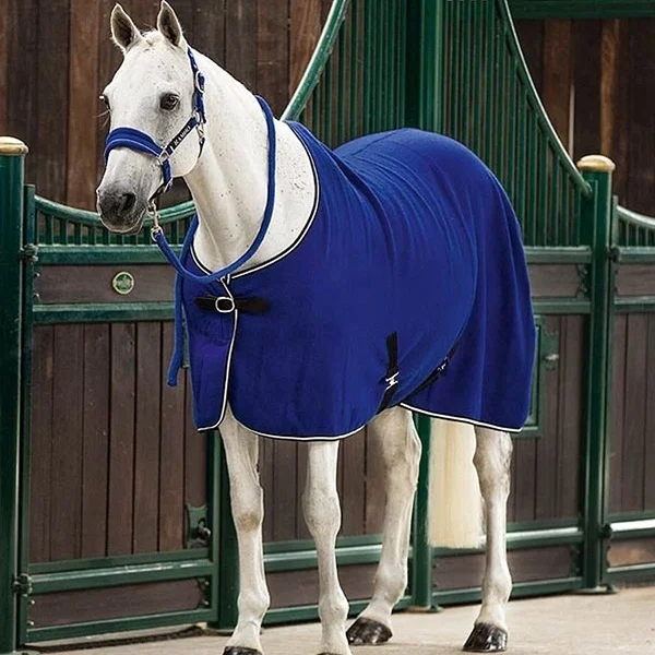 High Quality Equine Luxury Show Cooler Horse Rug Travelling Horse Fleece Blanket Equine Sheet Navy Riding House India Produce