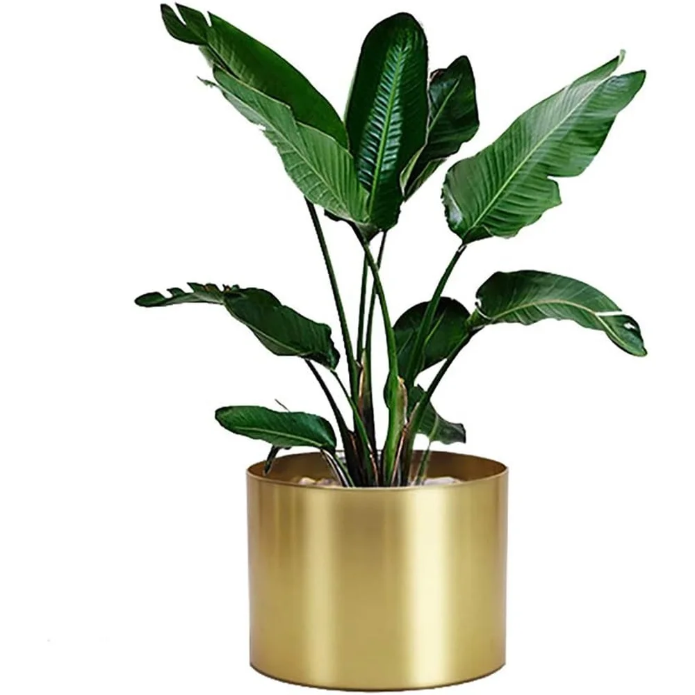 Matte Gold Polished Flower Planter Pot High Quality Brass Plating Finishing Vase From Indian Supplier