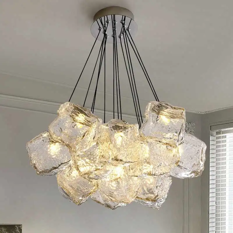 Modern simple designer creative ice glass chandelier suitable for bedroom living room pendant lights