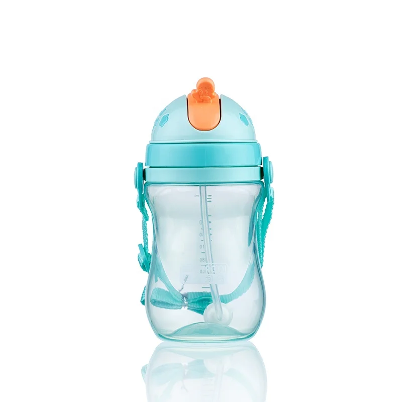 Top quality drinking training cartoon baby sippy cup drink bottle kids water bottle with strap