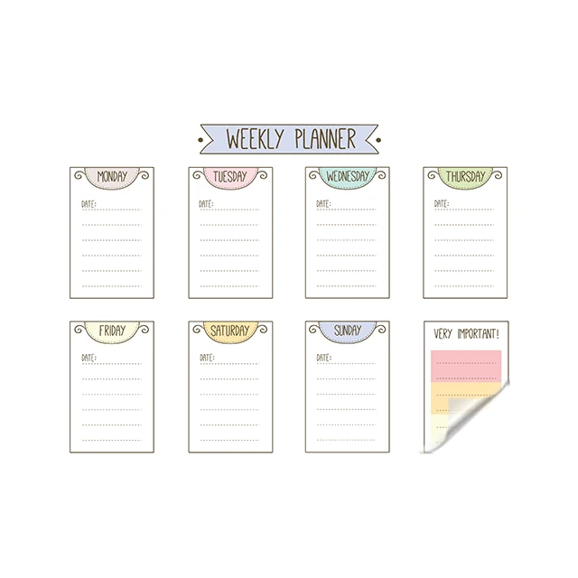 2024 Dry Erase Weekly Planner Organizer Durable Polystyrene Static Electricity Holding Surface Reusable Whiteboard Wood Metal