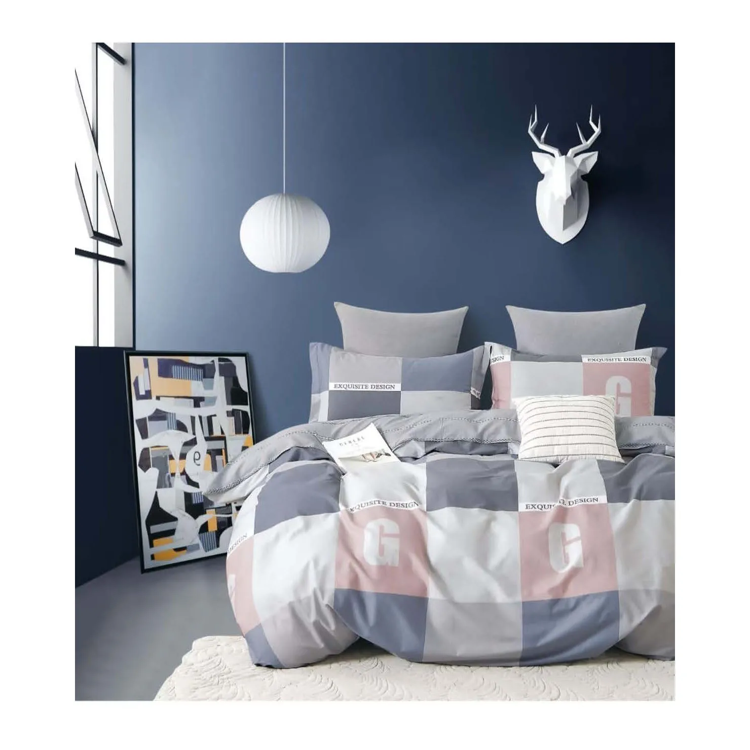 Indian New Arrival Luxury King Size 100% Cotton 260 Thread Count 3cm Stripe star hotel Bed Sheets