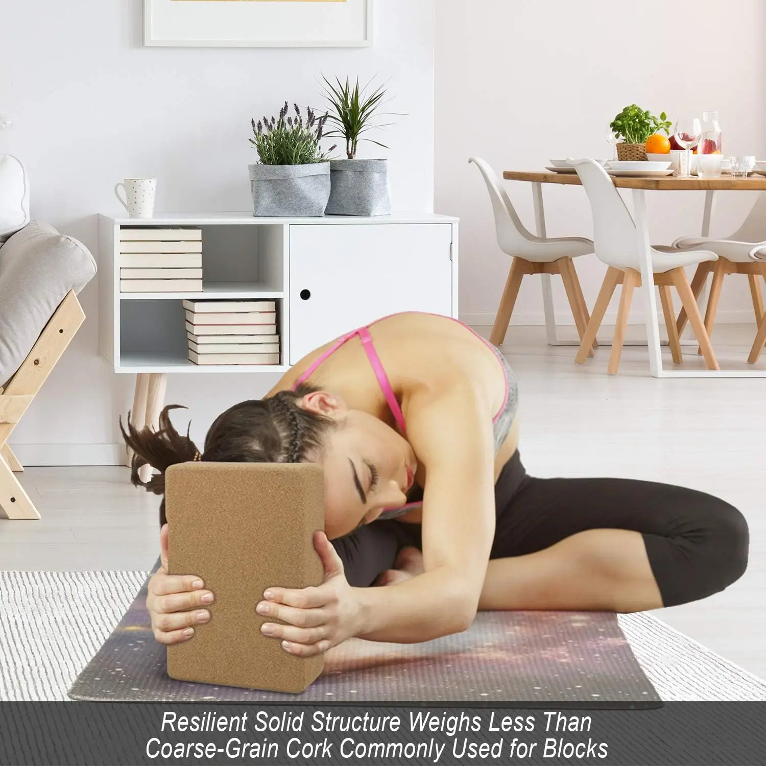 Cork Wood Yoga Blocks Wooden Brick Cube Stretch Blocks Eco-Friendly Yoga Accessories for Women Ideal for Yoga Pilates Stretching