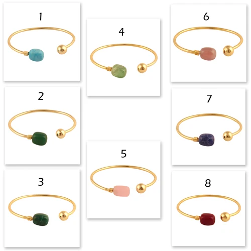 24k gold plated natural lapis lazuli adjustable open bracelet tumble shape cabochon cuff bracelet nice jewelry gift for mother