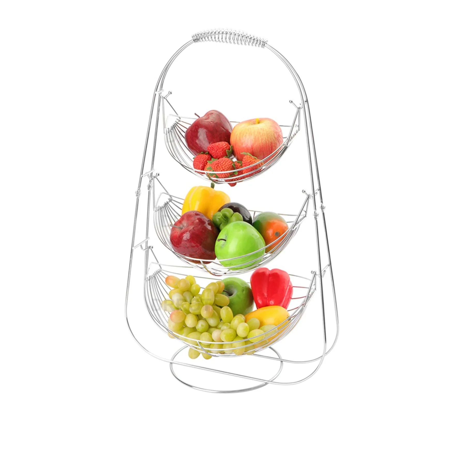 Metal Iron Wire Stand With Rattan Basket 3 Tier Customized Shape Food Storage Vegetable Fruit Basket At Affordable Price