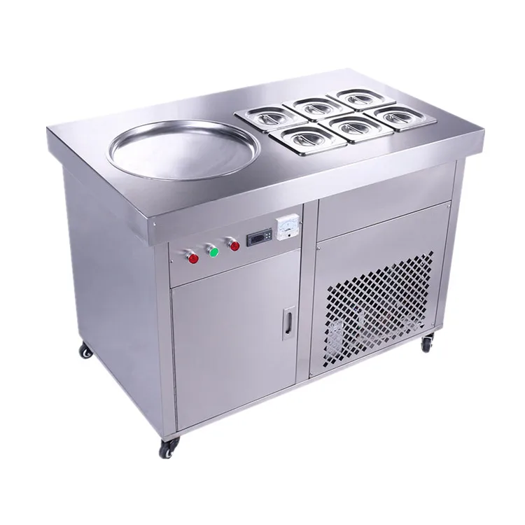 Factory Price Fried Ice Cream Machine Roll Double Pan Fried Ice Cream Machine