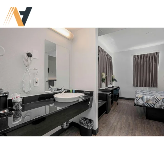 Motel 6 hotel interior project. bedroom interior design. Solid wood material. American and European standards.