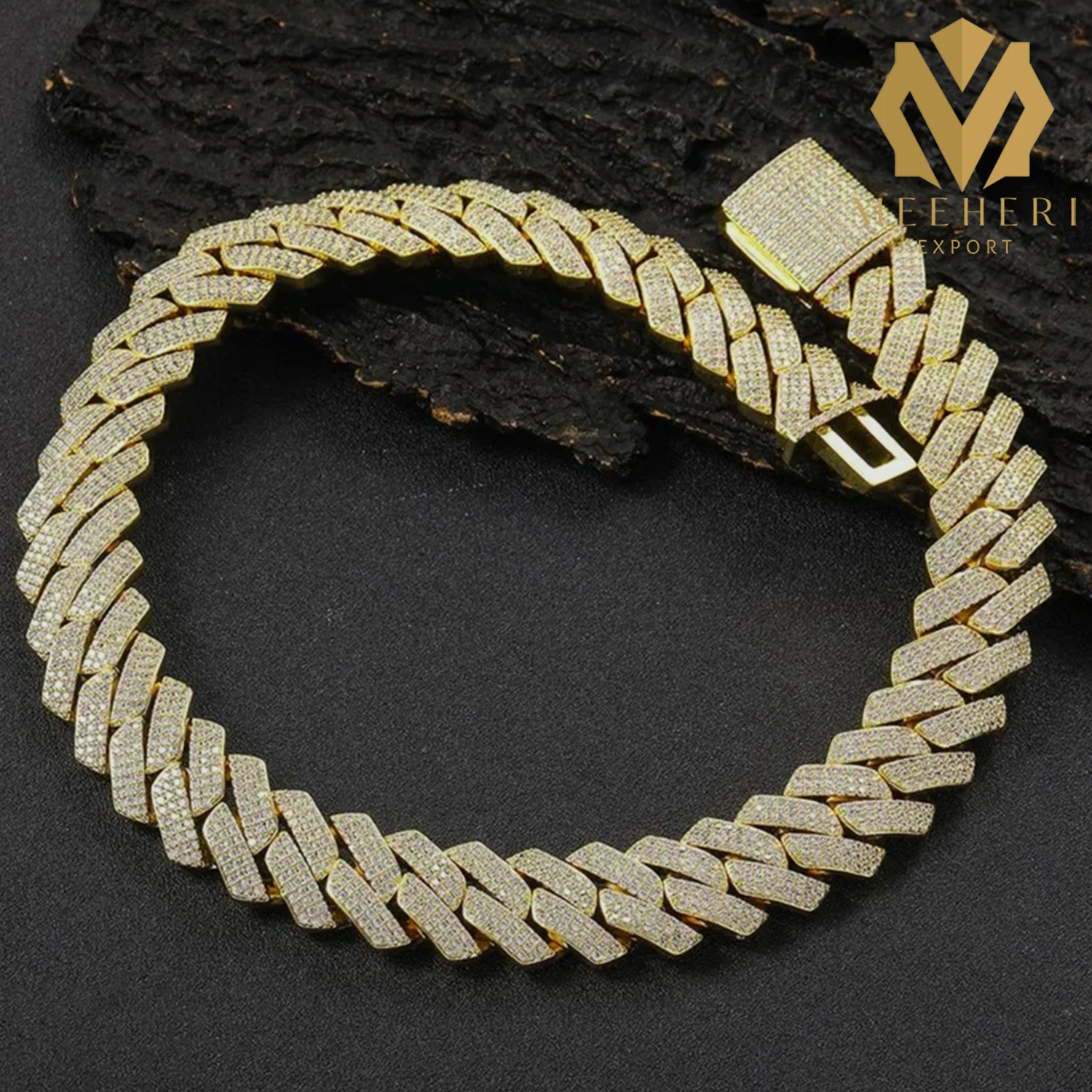 Iced Silver & Gold Plated Cuban Link Chain VVS Prong Set Diamonds 10-20mm Miami Cuban Link Chain Hip Hop Jewelry Fine Necklaces