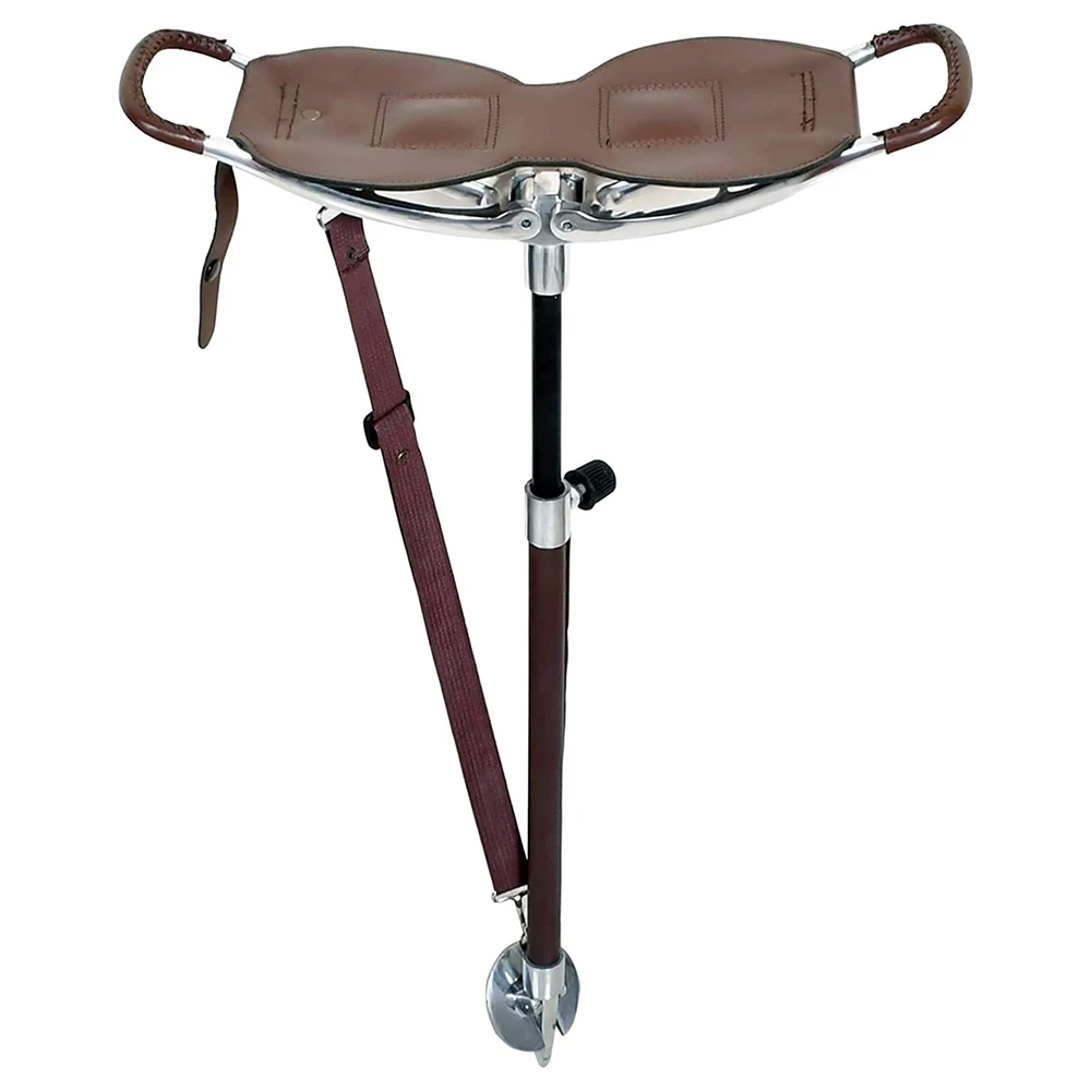 Hot New Style Wooden Camping Stool With Leather Seats Chairs | New Arrival Personalized Hunting Shooting Leather Tripod Chairs