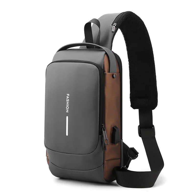 2023 Fashion Waterproof Usb Men Cross Body Sling Bag Men Chest Shoulder Bag For Men Anti Theft Shoulder Sling