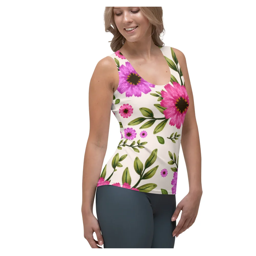 Latest Design Cheap Price High Quality Printing Sublimation Cotton Fabric Comfortable Women Tank Tops