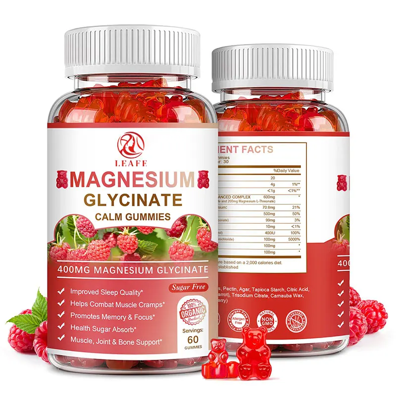 Calcium Potassium Magnesium Zinc Glycinate Gummies Vegan Sugar Free Magnesium Gummies For Calming Mood Digestive Support