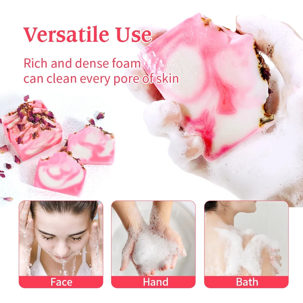 Private label Skin Brightening Moisturizing Natural Organic Handmade Cold Press Mini Yoni Rose Petal Soap