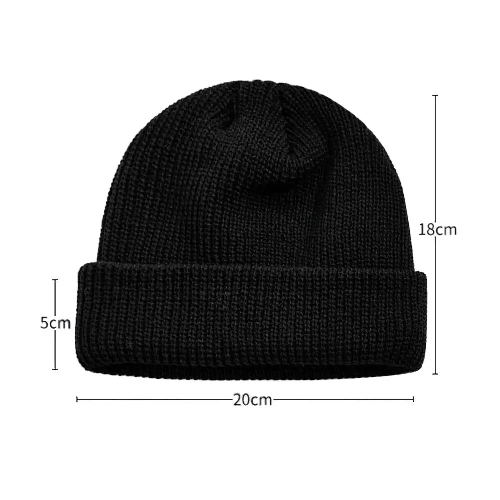 Unisex Winter Warm Knitted Beanie Windproof Brimless Round Skullcap (Black) 2022 Custom Design New Beanies