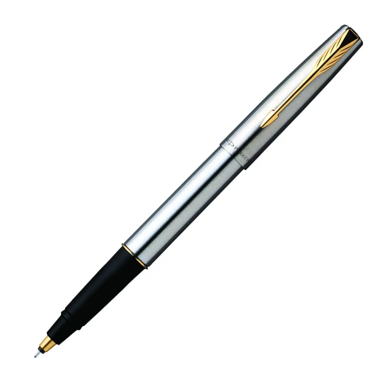 Parker Frontier SS Stainless Steel Roller Ball Pen Elegant Corporate Gift Set Quink Ink Bottle-Black 0.5mm Writing Width Office