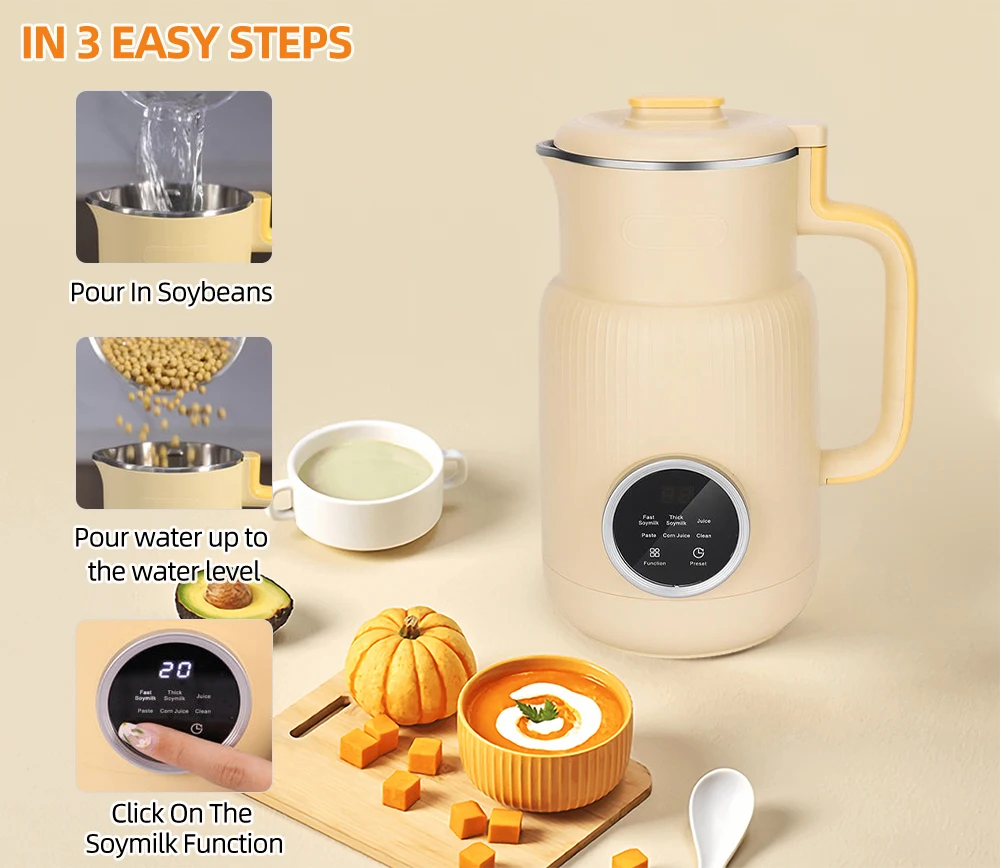 Stainless steel Powerful Electric Soymilk Machines Heating Automatic nut milk maker machine mini blender