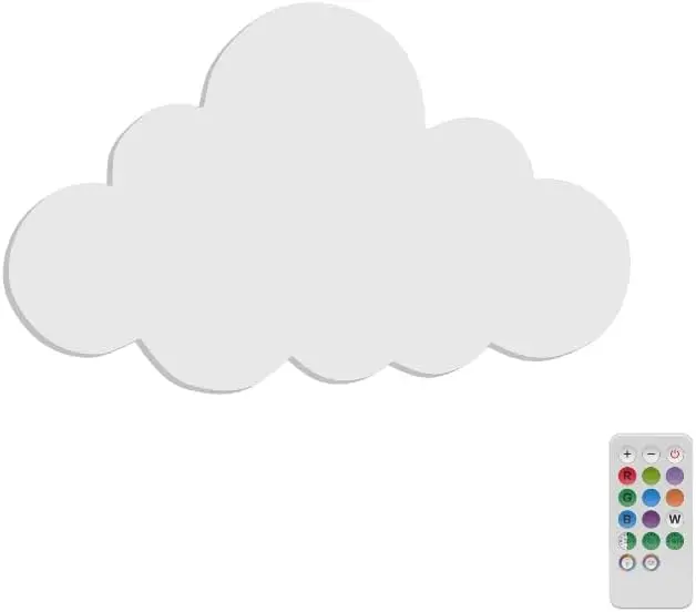 Hand Painted Modern Nursery Wall Lamp with Remote Control Color-Changing LED Light Nursery Decor Baby Room Cloud Wall Lamp