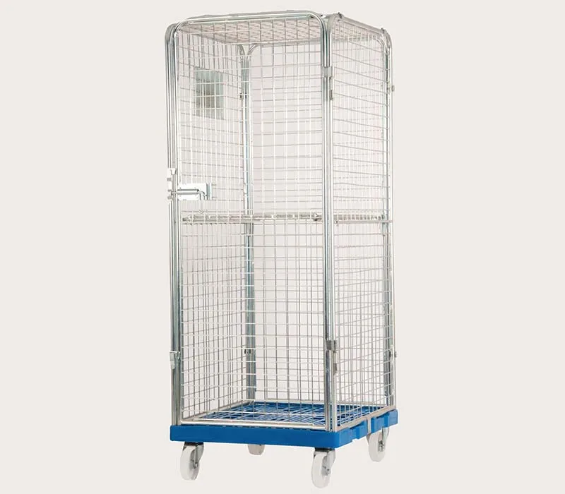 Anti-theft roll containers for transport, storage and order picking in a wide variety of industries