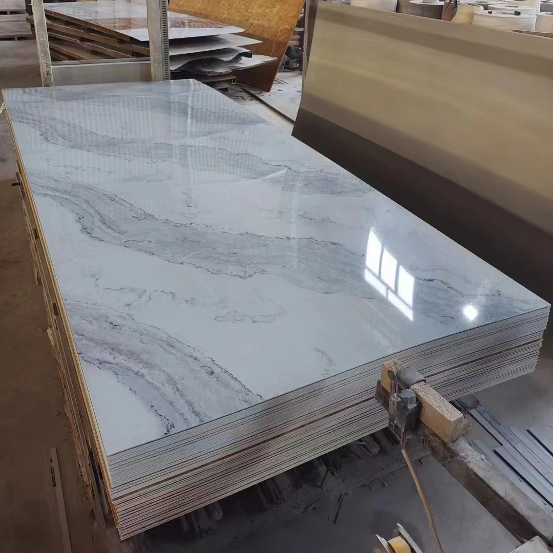 High Quality Coated Kitchen Cabinets High Glossy UV Wall Marble Panel for Bathroom PVC Marble Panel