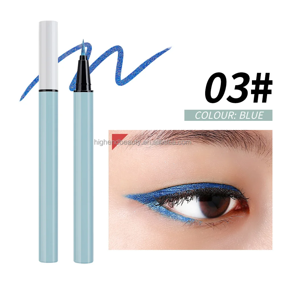 Private Label Waterproof Oil Free Soft Glitter Shimmer Rainbow Colorful Eyeliner Pencil