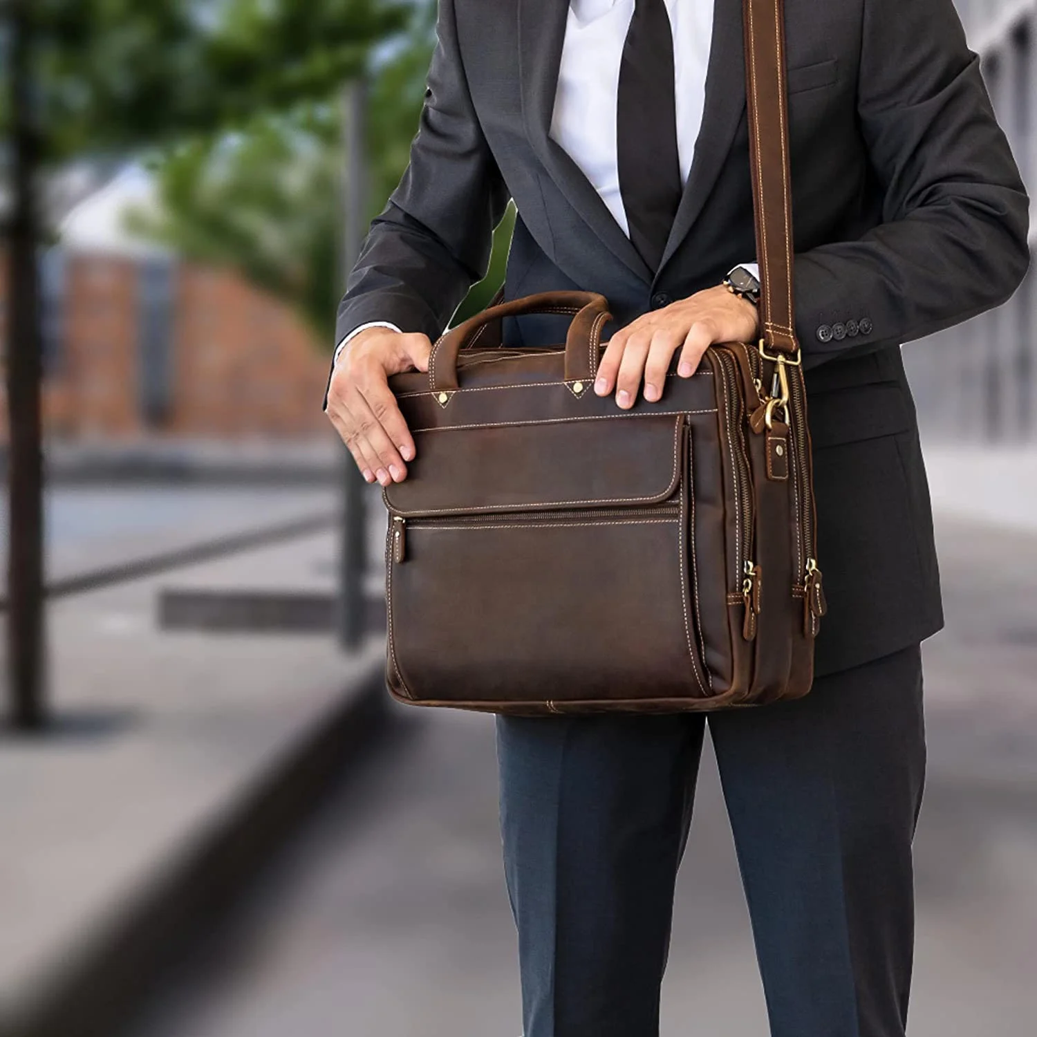 Full Grain Leather Briefcase For Men Handcrafted Leather Laptop Bag For Men/Custom design leather laptop bag