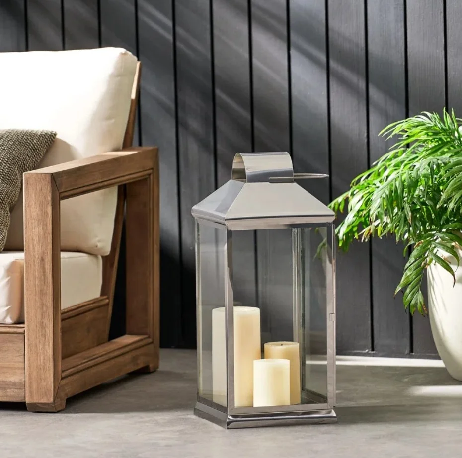 Stainless Steel Luxury Extra Large Floor Standing Candle Lantern for For Home Decor and Event Decoration