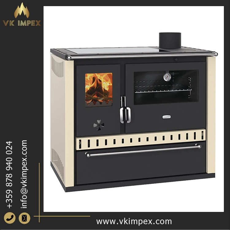 Hotels Villas Freestanding Wood Burning Cooking Stove High Quality 5.0 kg/h Fuel Consumption Modern Cast Iron Indoor Use Direct