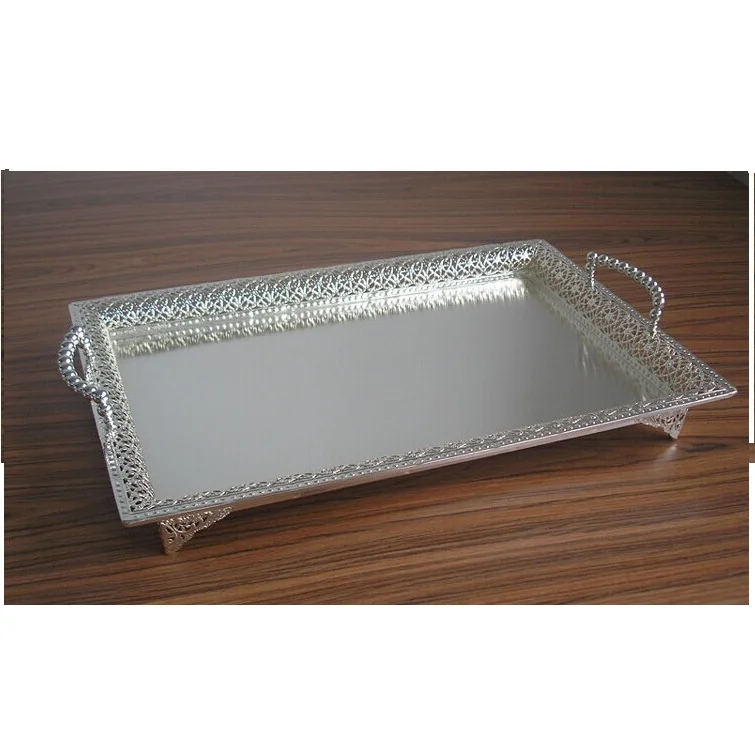 Stainless Steel Serving Tray Silver Plated Party Delicious Food Serving Tray Home Hotel Tableware Best Selling