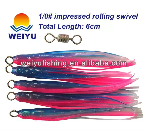Weiyu OEM swivel rigged rubber squid fishing lure tuna marlin soft plastic octopus skirts fishing tackle manufacturer