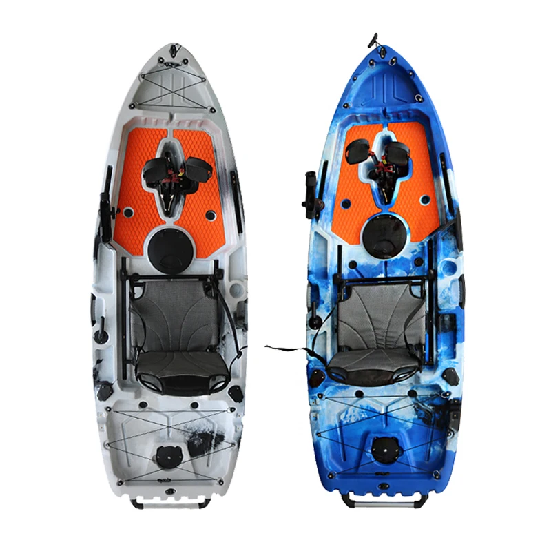 Single Paddler Kayak with Double Pedal Drive PVC PE Aluminum Hull Sit-On Foot for Fishing Plastic Canoe Material