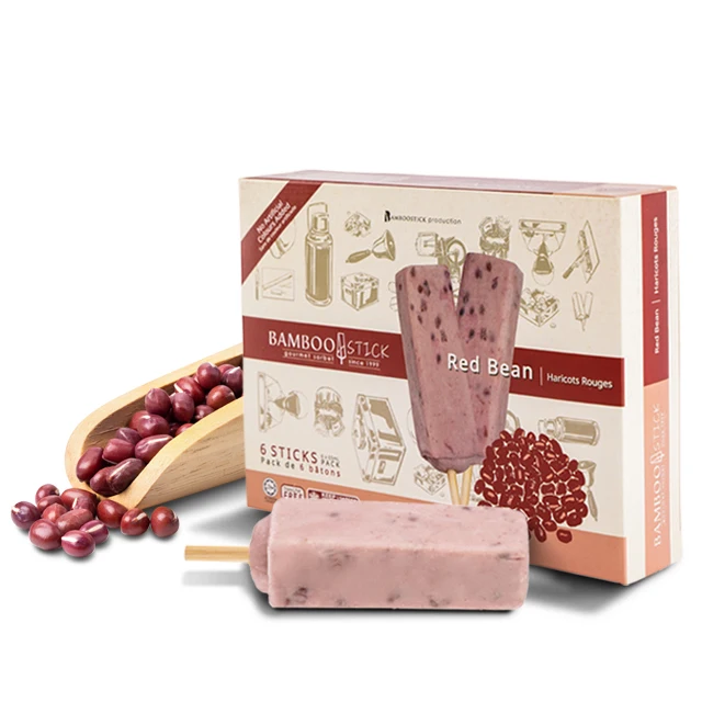 Hot selling Low MOQ Real Food Red Bean icecream flavour Bamboostick Ice Cream Potong Traditional Dessert Series