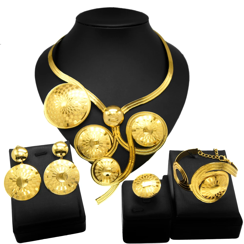 Zhuerrui High Quality Bridal Wedding Jewelry Set 18 k Neckless Jewelri Fashion Sets Brazilian Gold Jewelry Wholesale NH00064