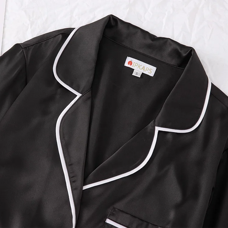 Custom Summer Silk Pajamas Womens Short Sleeve Sleepwear Soft Satin Button Down Loungewear 2 Piece Pjs Shorts Set For Women