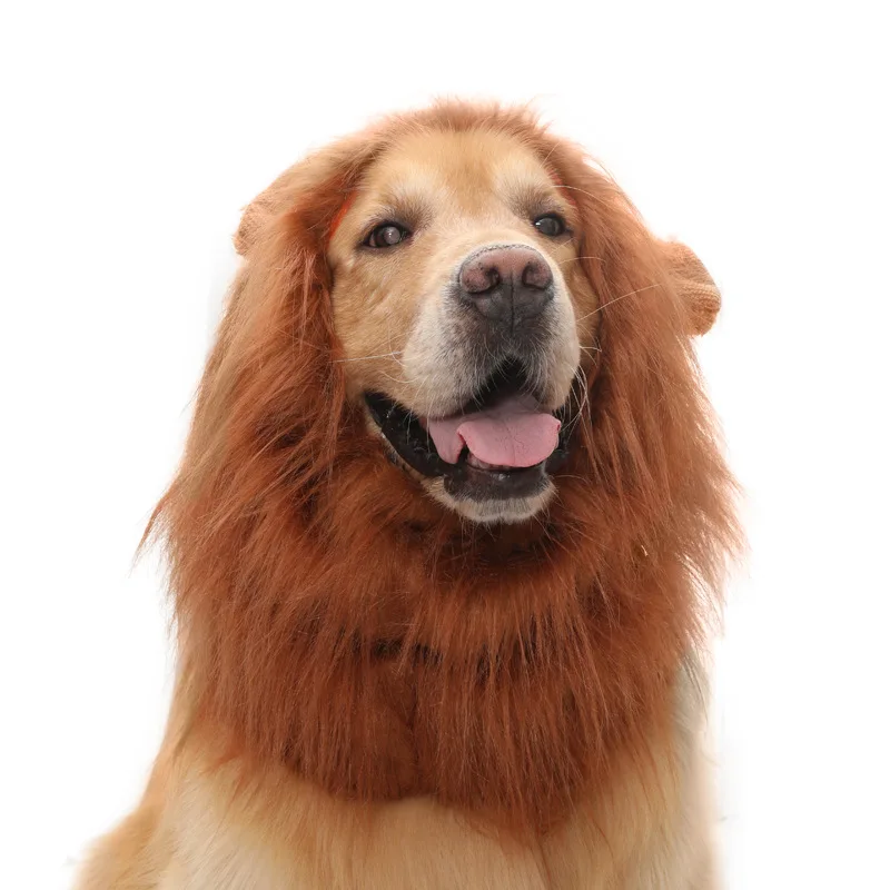Pet Costume Lion Mane Wig for Dog Cat Halloween Dress Up With Ears