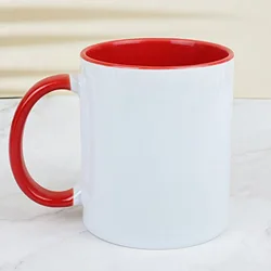 Hot sale heat transfer coated ceramic mug color handle custom wholesale mug sublimation blank 11oz white mug