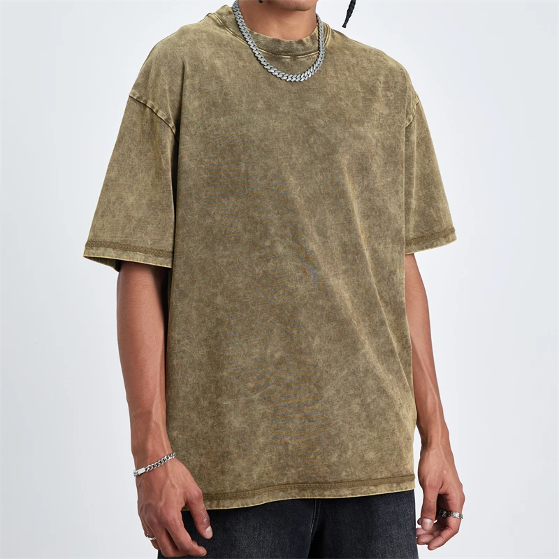 Washed Custom T Shirt Wholesale Blank Vintage Tee Graphic Men Oversized Tshirt Hip Hop 100% Cotton Heavyweight Acid Wash T-Shirt