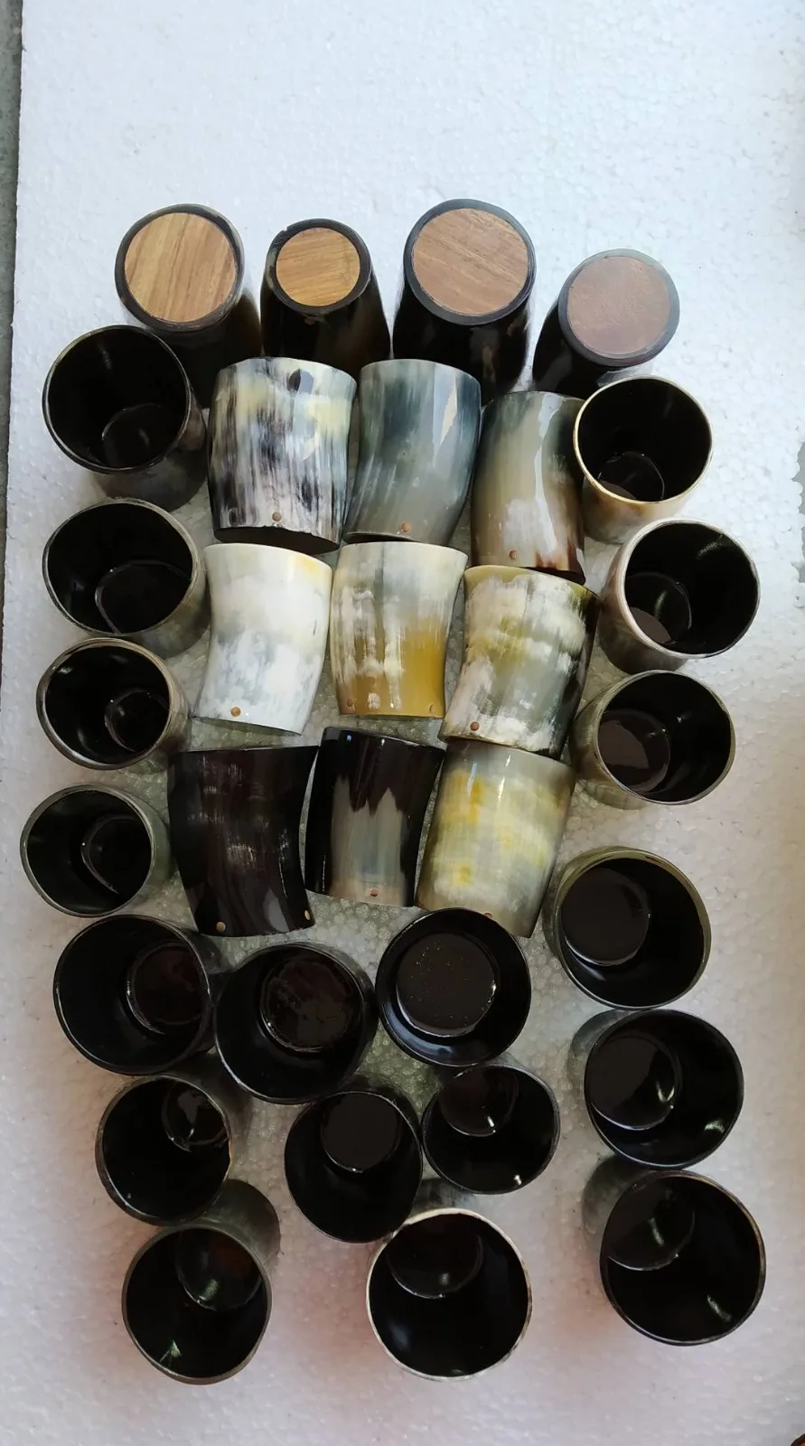 Unique Natural Black Ox Horn Glass with White Hand Engraved Design by Tayyab Handicraft from India agate