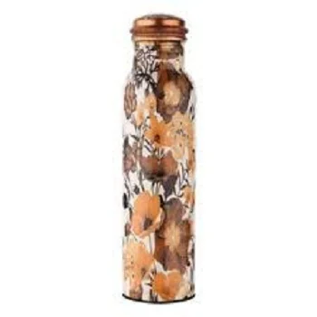 Customised Pure Printed Copper Water Bottle 950 ml Pure drink with ayurvedic health benefit Copper Bottle by Home Decor Style