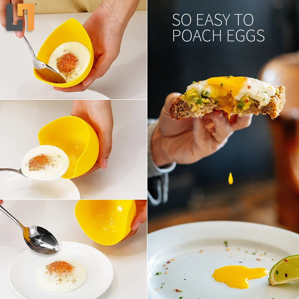 Heat Resistant Floating Egg Poaching Cups for Perfectly Poached Eggs without the Mess -BPA Free Nonstick Silicone Egg Poacher