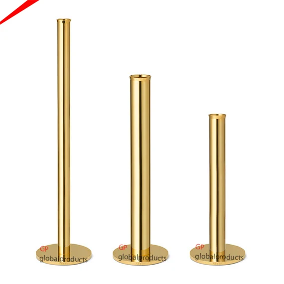 decorative metal cylinder shaped flower vases with golden flower on top home decoration flower pot