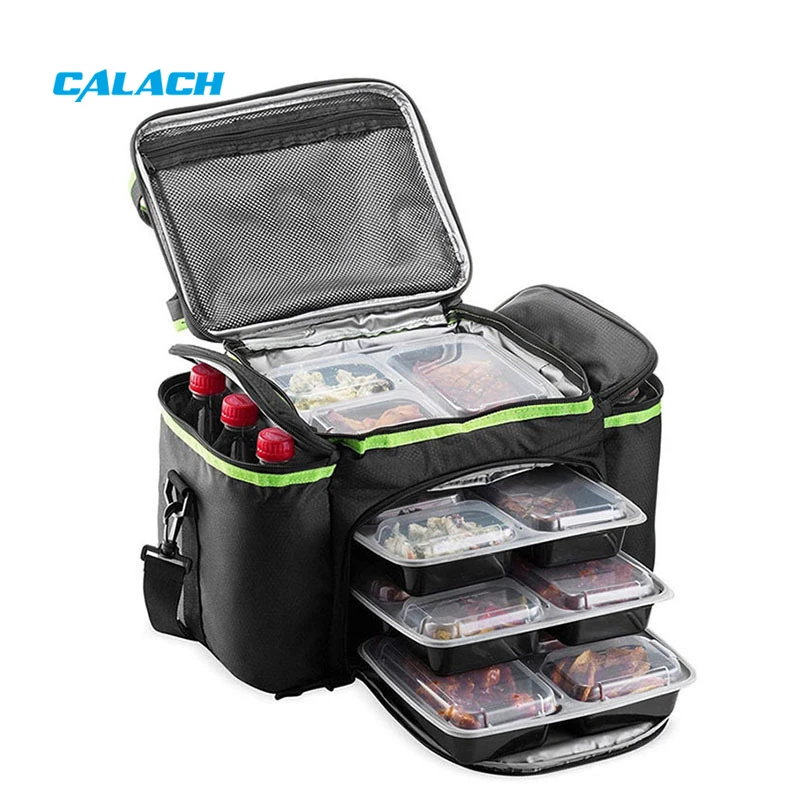 Nylon picnic cooler lunch bag box drinks container thermal insulated multi-functional food delivery bag