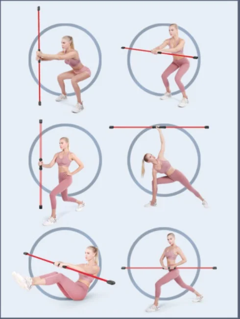 High quality  fitness training elastic rod detachable vibrating elastic bar gym two-rod flexi bar