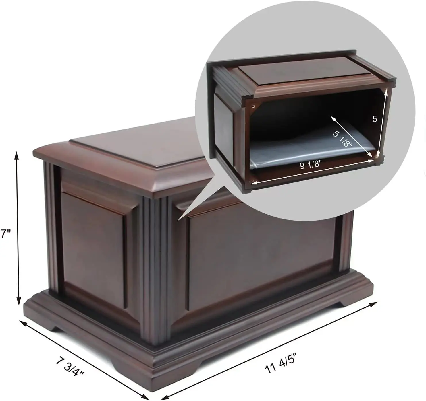 Handcrafted Large Wooden Funeral Cremation Urn Box for Human Ashes,Burial Urns for Adult up to 225lbs