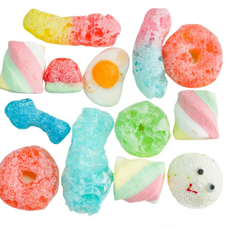 Newest Design OEM Freeze Dried Marshmallow Candy Sour worms Candy Sweets Snacks Freeze Dried Jelly Beans