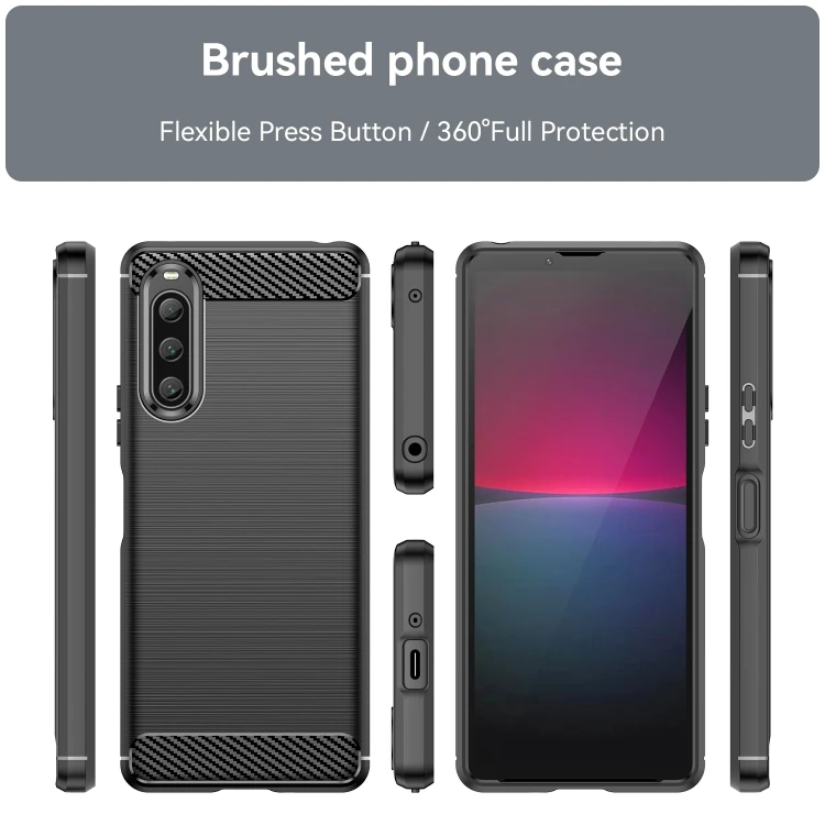 For Sony Xperia 10 V Brushed Texture Carbon Fiber TPU Phone Case