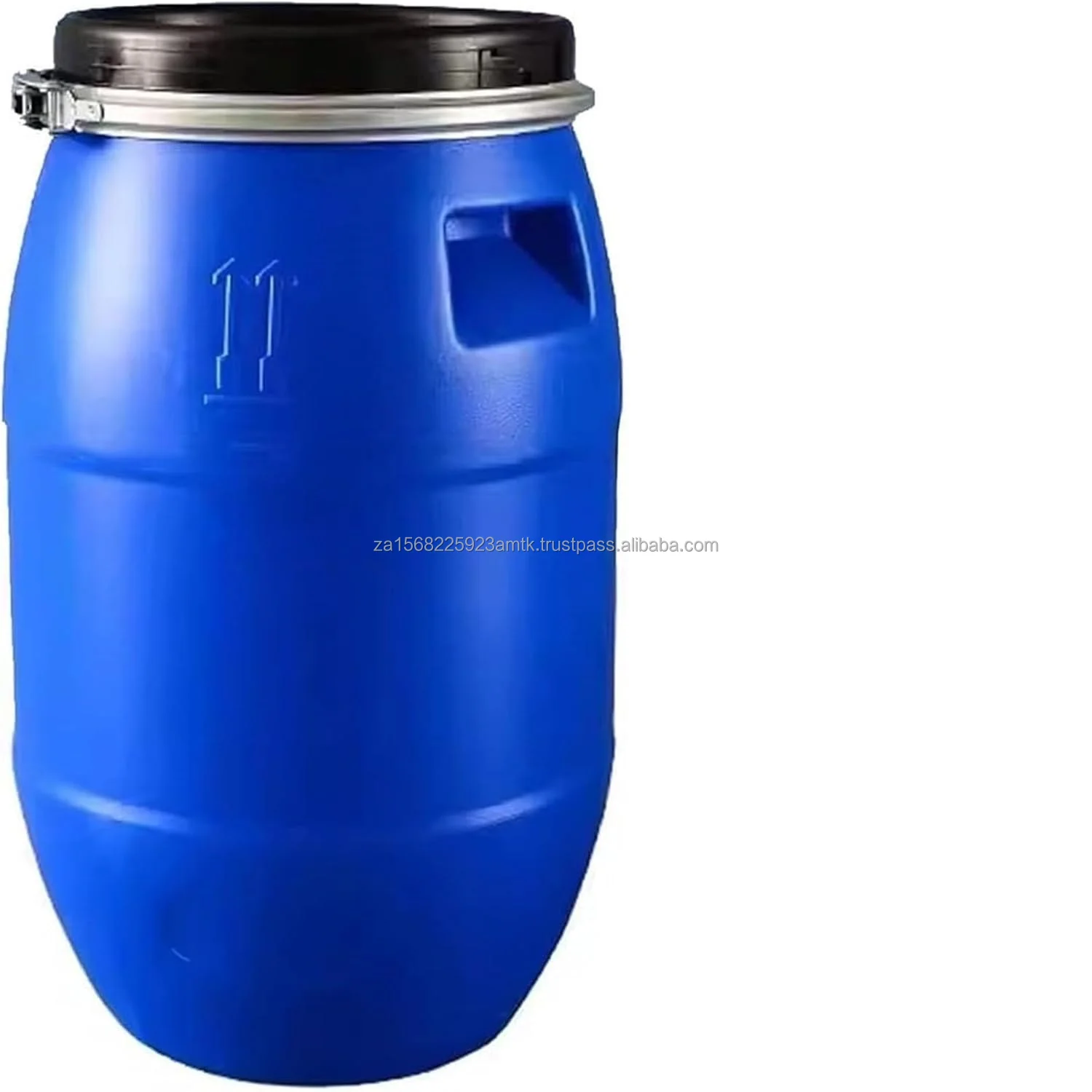 Extra Large 220 Litre Plastic Blue Open Top Storage Barrel Drum Keg With Lid & Latch Ring 220 Litre Plastic Blue Open Top