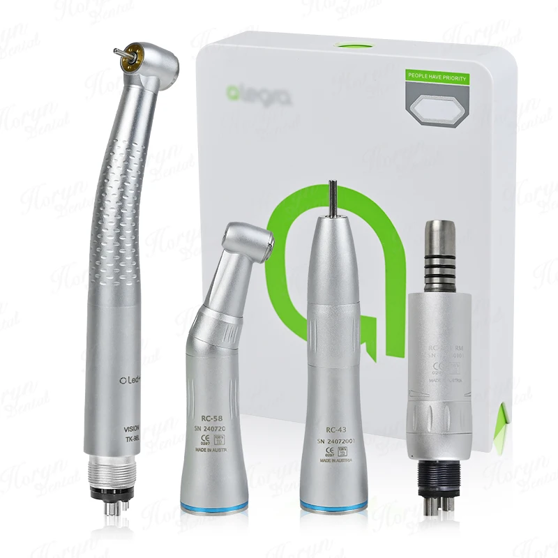 Dental Student Kits 1Pc  High Speed 5 LED Handpiece /1 Set Inner Water Spray Dental Low Speed Handpieces Kit