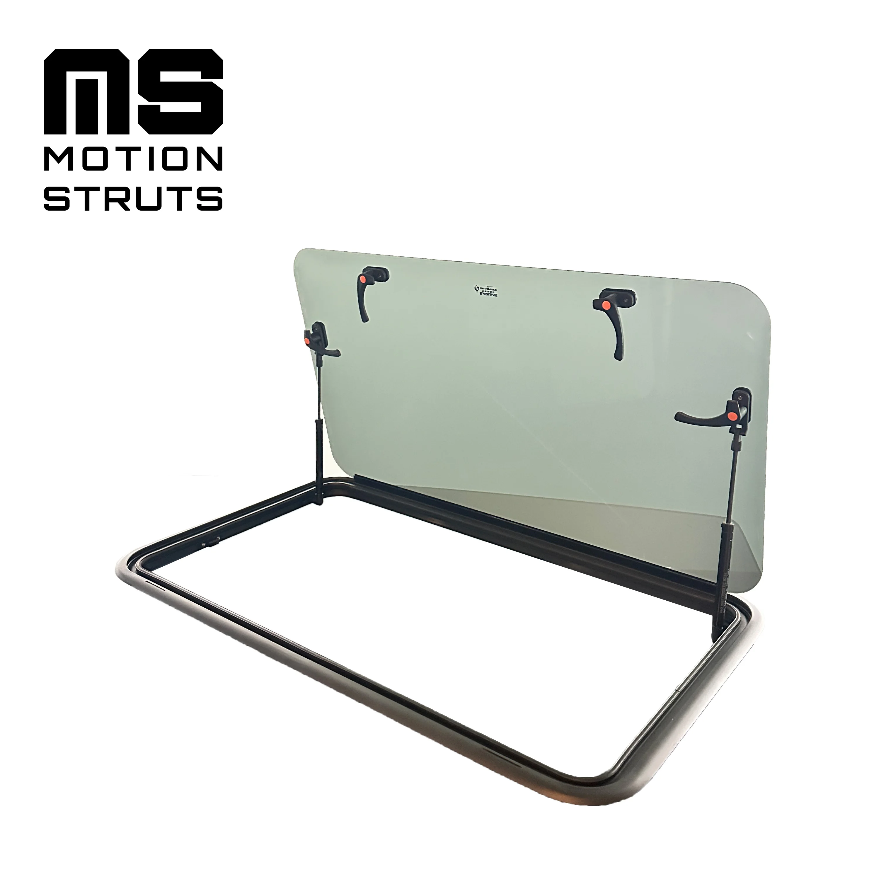 MS24-CW RV Campervan Motorhome Tempered Glass Top Hinged Opening Window 43 cm x 106 cm with Stoplift Gas Strut Made in Turkey