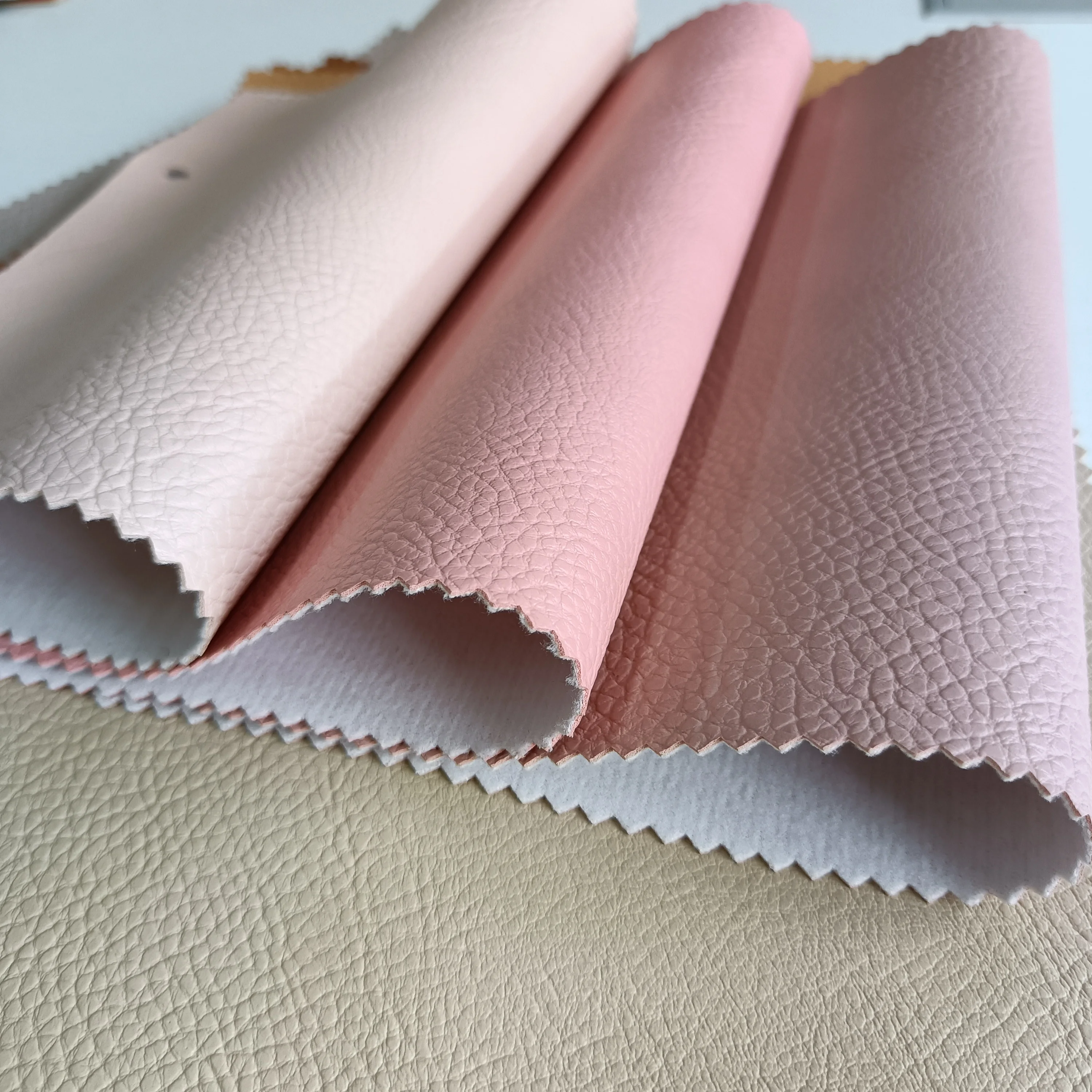 Very Popular Jiangsu Brushed Design Brown Nubuck PVC Leather Sofa car seat Litchi fabric