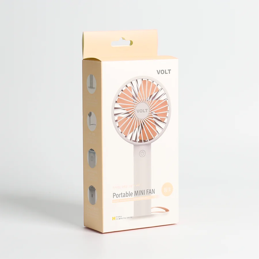 High Gloss pink Mini Fan Packing Tuck Top Paper Box White Paperboard Boxes Custom Small Size